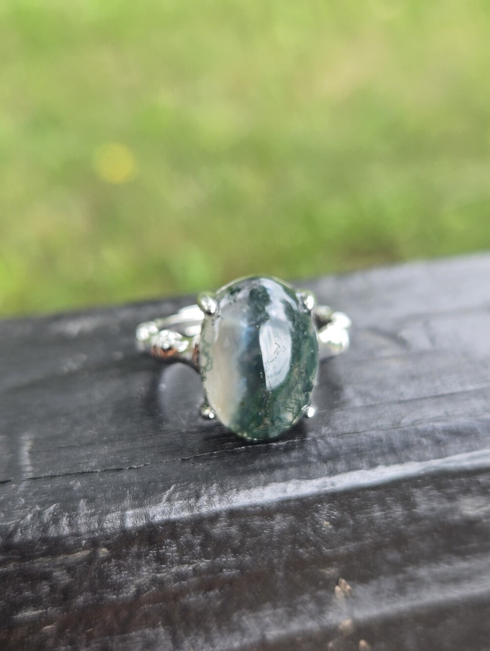 Moss Agate Cottagecore Statement Ring